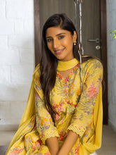 Yellow & Pink Ethnic Printed Kurta Trousers With Dupatta-MLWSHKS4277YLW